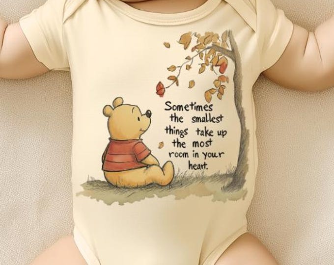Smallest Things Heart Infant Bodysuit, Autumn Bear Baby Shower Gift