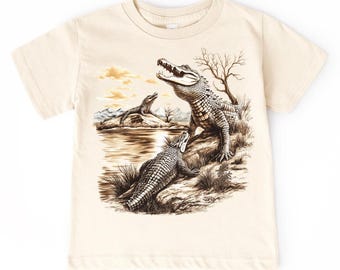 Retro Alligator Kinder T-Shirt Vintage Wildtiere