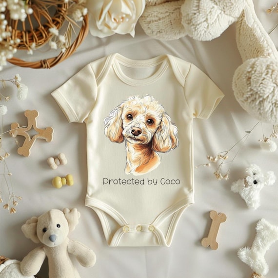 Protected by Poodle Dog Custom Baby Bodysuit Israel
