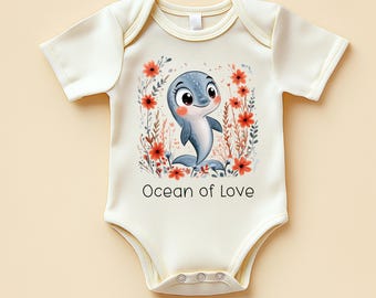 Dolphin Baby Bodysuit: Ocean Nursery Clothes, Gender Neutral