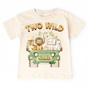 Two Wild Birthday Shirt: Personalized Safari Animals 2nd Birthday Tee