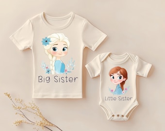 Matching Frozen Sisters Shirt Set Of 2, Elsa Big Sister, Anna Little Sister