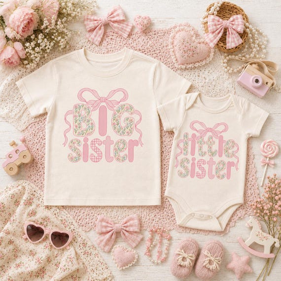 Big Sister Little Sister Matching Shirt Set Sibling Outfit