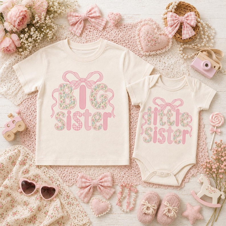 Big Sister Little Sister Matching Shirt Set Sibling Outfit
