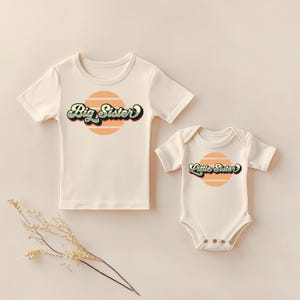 Große Schwester Shirt oder kleine Schwester Bodysuit - Retro Sunset Sibling Design