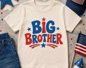 Shirt Big Brother, patriottische broer of zus Tee, Fourth of July kindershirt,