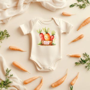 Locally Grown Carrot Baby Bodysuit Chibi Kawaii Style