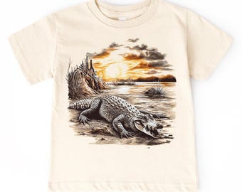 Retro Alligator Kinder T-Shirt Vintage Wildtiere