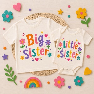 Big Sister Little Sister Matching Shirt Set Sibling Outfit