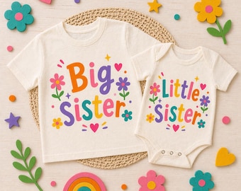 Big Sister Little Sister Matching Shirt Set Sibling Outfit