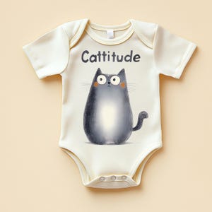 Body de bebé Cattitude: un divertido conjunto de gato para bebé, un regalo neutro y atrevido para bebé.