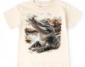 Retro Alligator Kinder T-Shirt Vintage Wildtiere