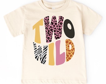 Camiseta de cumpleaños "Two Wild" para niña pequeña: Camiseta con estampado de animales safari