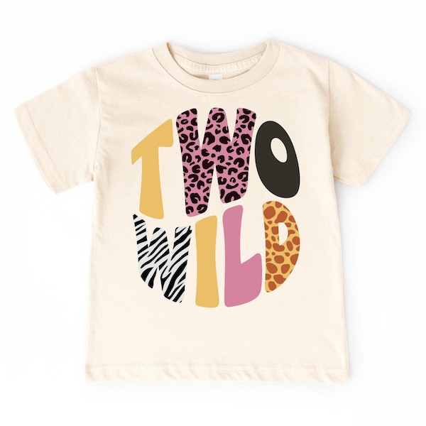 Camiseta de cumpleaños "Two Wild" para niña pequeña: Camiseta con estampado de animales safari