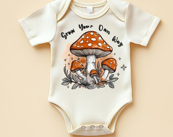 Grow Your Way Mushroom Baby Bodysuit