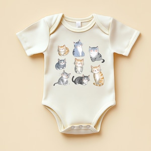 Body de bebé NUEVE GATOS LINDOS: Conjunto infantil con temática de gatos para los amantes de los felinos
