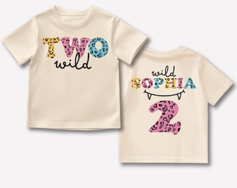 Personalized Two Wild Birthday Shirt: Leopard Safari, Custom Name & Age
