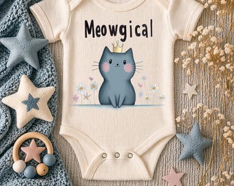 Meowgical Cat Baby Bodysuit – Crown & Flowers Onesie®
