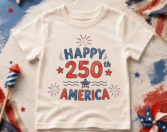 アメリカ建国250周年記念シャツ、愛国的な子供用Tシャツ、7月4日幼児用シャツ