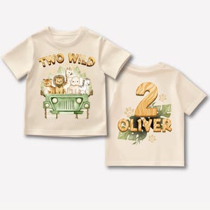 Two Wild Birthday Shirt: Personalized Safari Animal 2nd Birthday