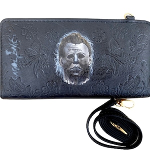 Michael Myers Geldbörse – Horror Umhängetasche – Handbemalt – Kunstleder Halloween Pouch – Geschenk für Horror-Fans