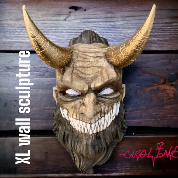 XL Krampus Skulptur für die Wand, Nikolaus Krampus, Weihnachts Geschenk, Wohn Dekoration, Perchte