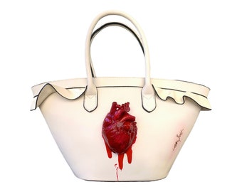 Bolso asa corazón anatómico, bolso con corazón, bolso terror, regalo San Valentín, pieza única