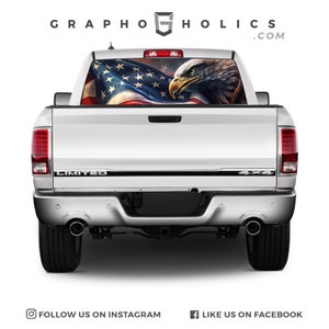 ¡NUEVO! Vinilo perforado de alta calidad para la ventana trasera de camionetas pickup / Vinilo transparente - Maravilloso águila americana