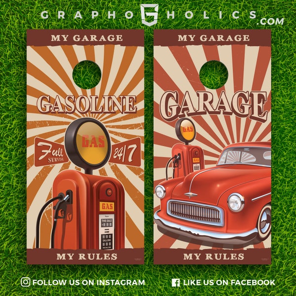 NEW!!! Set of 2 High Quality Laminated Cornhole Boards Wraps 24x48 inch– Unique Designs, Custom Graphics - Vintage style