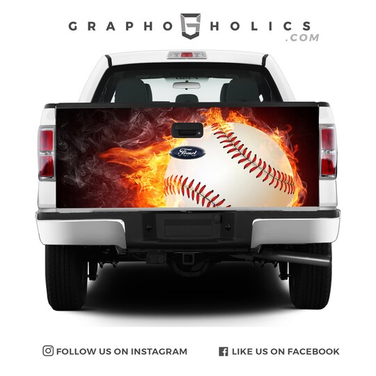 Fire Ball - Baseball Truck Tailgate Wraps