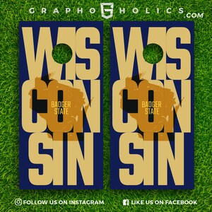 thumbnail image 2 of Wisconsin Badgers Version 2 Cornhole Wraps - Set Of 2 - Custom 2 of 11