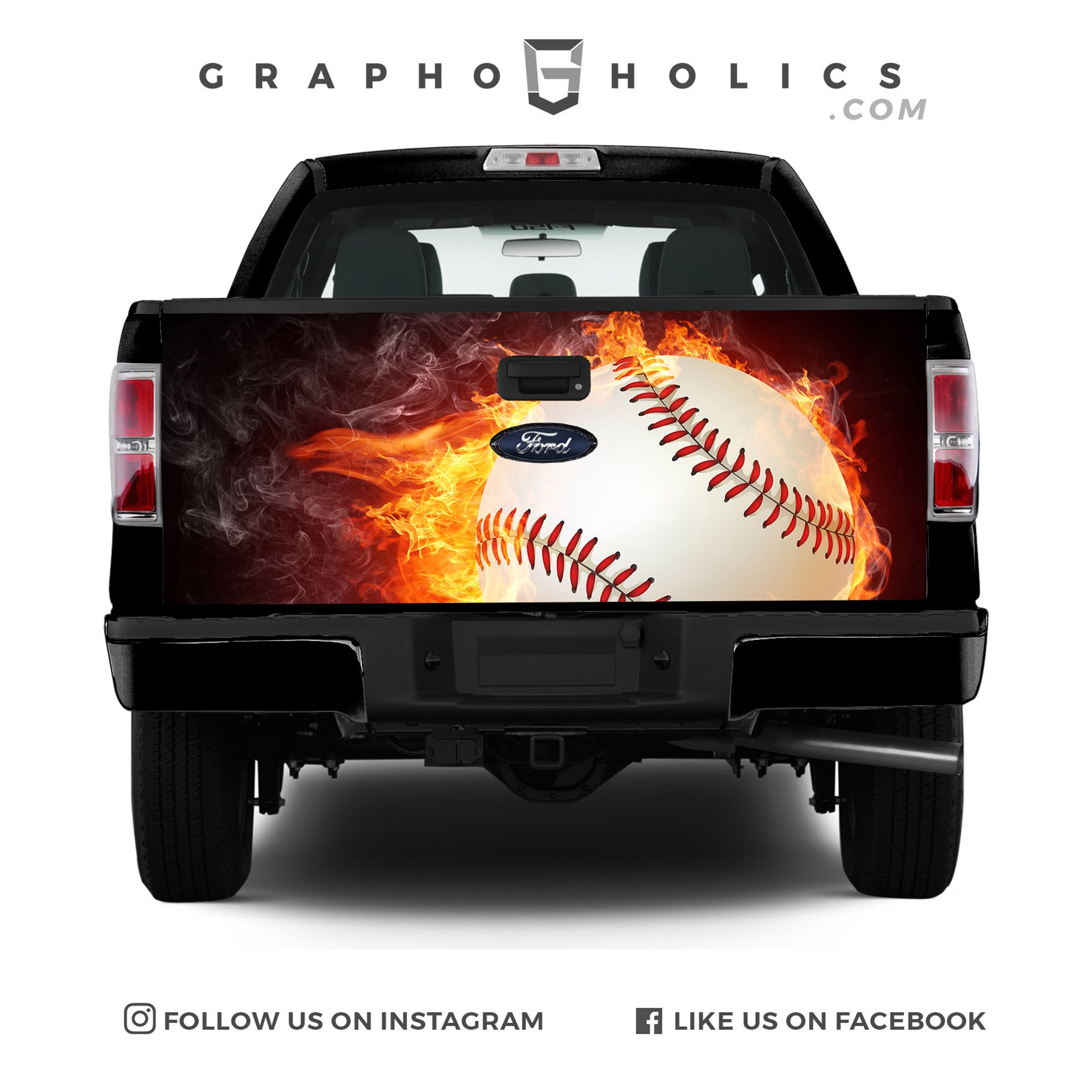 Fire Ball - Baseball Truck Tailgate Wraps