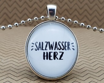 Spruchkette by Perletta 'Salzwasserherz' handmade individualisierbar Meer Welle Geschenke Mama Papa Freundin