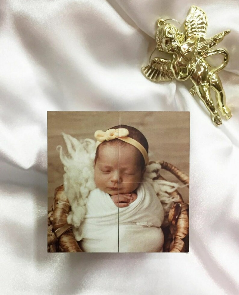 Personalised Flipping Photo Cube Newborn Baby Birth Gift