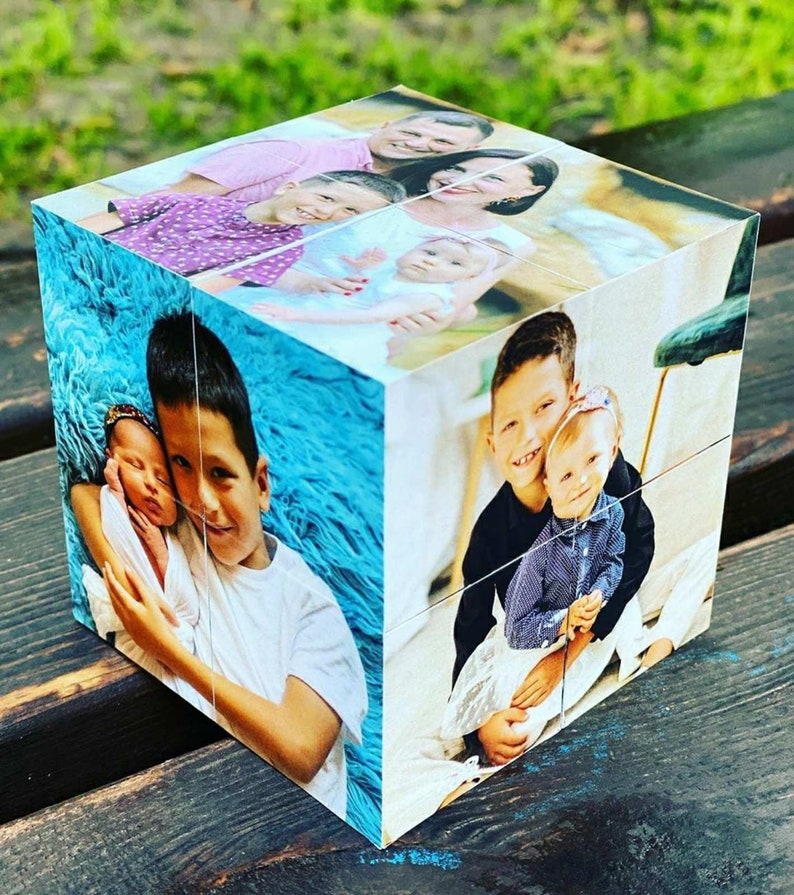 Personalised Flipping Photo Cube Newborn Baby Birth Gift