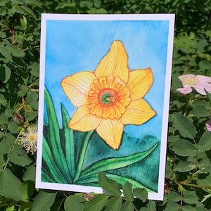 Cartão de nota de flores: Narciso