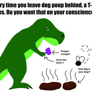 T-Rex Unhinged Dog Poop Sign with Easy Print-at-Home JPEG