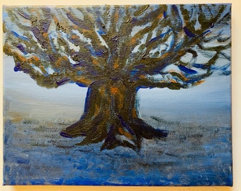 Sleeping Oak Tree Acrylic Painting