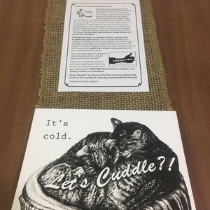 Hand-Drawn Greeting Card: It's Cold. Let's Cuddle Blank Inside for Your Custom Message image 2