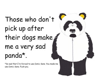 Dog Poop Sign with Sad Panda -  Print-at-Home PDF