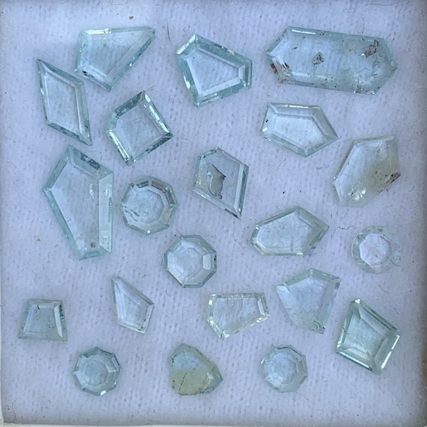 Aquamarine Portrait Cut Geometric Shape Tablets 13.42 Ct Natural Unheated Loose Gem Stones