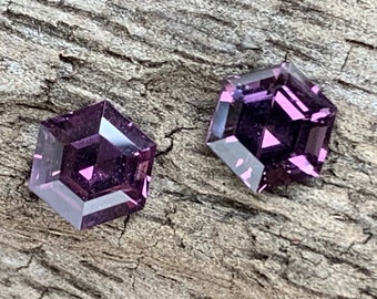 Purple Spinel Step Cut 5.25 mm Hexagon Pair 1.05 Ct Natural Loose Gemstones for Earrings