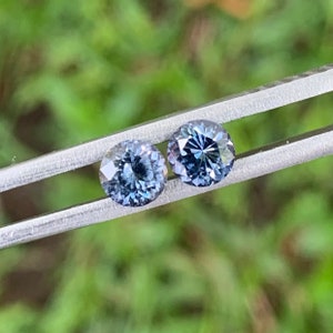 Teal Blue Spinel Round Pair Flower Cut 4.95 mm 1.1 Ct Natural Loose Gemstones for Earrings