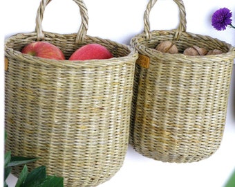 Hanging Wicker Wall Baskets Vegetable Baskets Wicker Fruit Basket Hanging Rustic Baskets Set Storage Baskets Kitchen Wicker Baskets For Mum