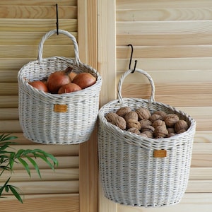 Hanging Wicker Wall Baskets Vegetable Baskets Fruit Baskets  Rustic Baskets Set Storage Baskets Kitchen Baskets Door Basket Potato onion bin