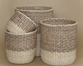 Planters basket Laundry wicker round basket Garden wicker decor Hamper basket Two tone woven storage basket 100 Natural floor basket