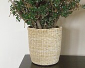 Planters wicker round basket Wicker planter pot holder Indoor planter basket Fairtrade vegan storage basket Boho decorative houseplant