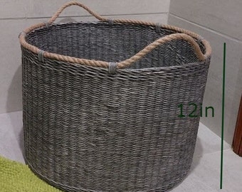 Handwoven Laundry Basket With Handles Laundry Hamper Large Storage Basket For Toys,Pillows,Throws, Towels, Laundry Organizer Gray basket