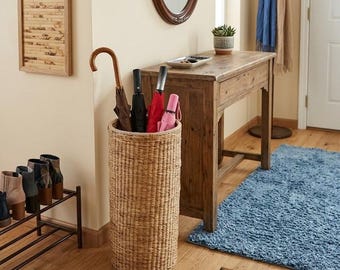 Vävd paraplyställning för entré, Cottagecore paraplyhållare rottingkorg, hög lerrumsorganisatör, mysig minimalistisk halldekor