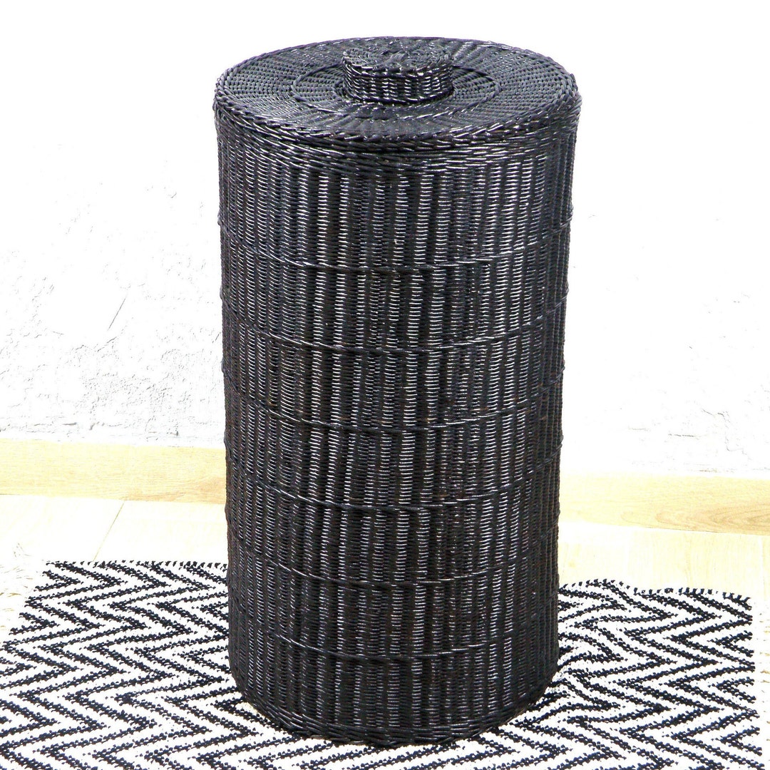 Tall Wicker Laundry Black Hamper Large Wicker Laundry Basket Wicker ...